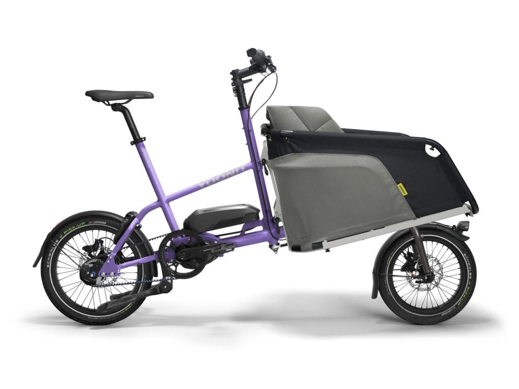 Yoonit Mini in flieder mit Transportbox und E-Antrieb Yoonit Mini in flieder mit Transportbox und E-Antrieb